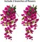 Artificial Hibiscus Fake Hanging Flowers Plants for Outdoors Spring Summer Decor, 2pcs Fuchsia Silk Hibiscus Long Trailing Vines
